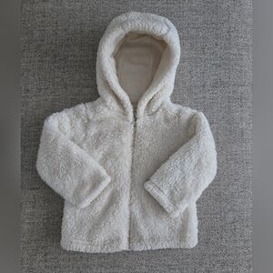 Carters Unisex White Sherpa Zipper Hooded Jacket 9-12 Months